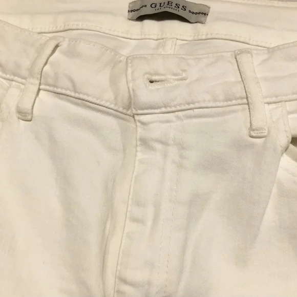 Guess High Rise Flare Distressed Jeans Size 32 White - Picture 4 of 16